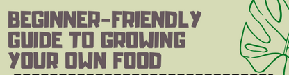 "Beginner-Friendly Guide To Growing Your Own Food" written on a green background.